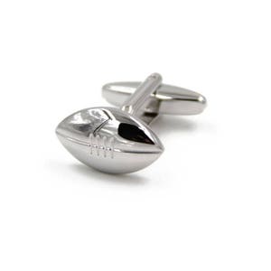 Rugby Ball Cufflinks - Silver Plated, Engraved, Personalised Box Option - Men's Sports Jewelry