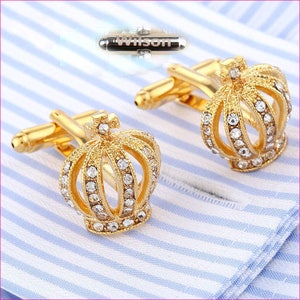 Custom Monogram An crown cufflinks Royal Gold Tone Crown Jewels Elegant Crown Cufflinks personalized jewelry