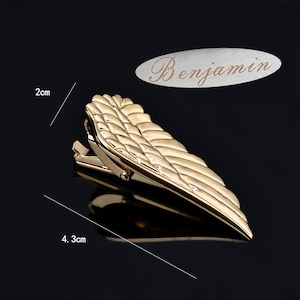 Personalized tie clip,Wing Feather Tie Clip ,Feather Tie Clip,Gold Angel Wing Tie Clip, Mens Handmade ,Gifts for him,Angel Wing Tie Clip