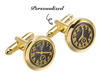 Men's Cuff Links Watches Cufflinks Classic French Business Shirt Accessories Fashion Rotating Clock Gold Cuff Link Gift for Men/Father's