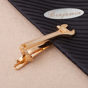 unique personalized wrench tie clip custom monogram personalized stainless steel tie clip