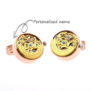 Movable Cufflinks Winding Working Watch Mechanism Cuff link Steampunk Movement Silver Gold Black Luxury Unconventional Elegant Gift