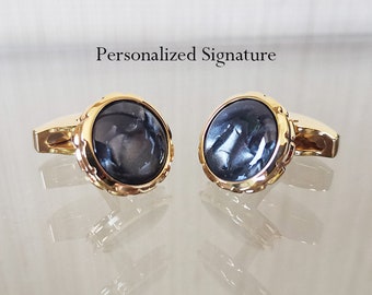 Sapphire cufflinks. Blue raw corundum cufflinks, stone cufflinks, groom cufflinks. Birthstone Men's Personalized Name Gift
