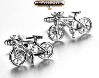 Bicycle man lettering Cufflinks Cuff nails personalized letter combination free commemorative birthday Cufflinks design Cufflinks