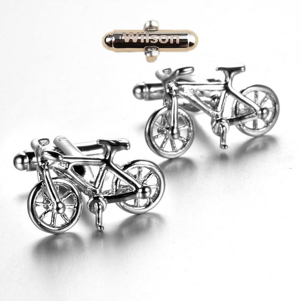 Bicycle man lettering Cufflinks Cuff nails personalized letter combination free commemorative birthday Cufflinks design Cufflinks