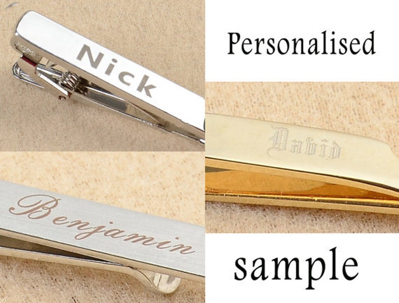 Personalized carved bullet cufflinks, personalized signature bullet tie clip. personalized name Gold and silver two-tone bullet tie clip image 4