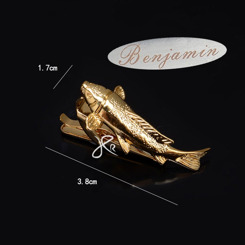 personalized tie clip-Gold Fish Tie Clip-Fish Tie Clip Zegami Men image 1