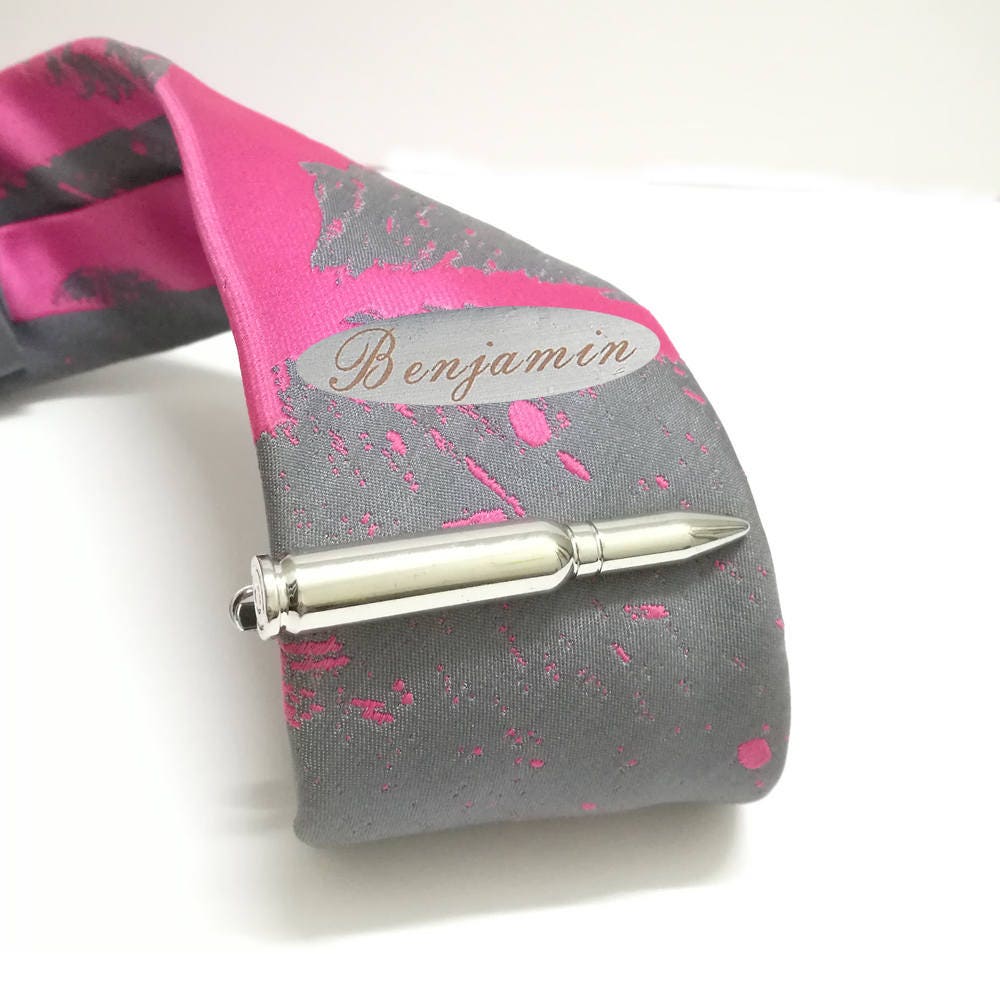 custom tie cliptie bar personalizedsilver bullet tie clip image 0
