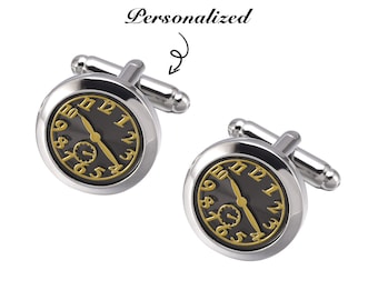 ustomized clock Cufflinks - engraved cufflinks-Best man Cufflinks- personalized  Letter combination Cufflinks