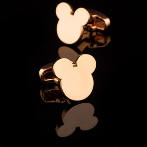 personalized unique cufflinks engraving alphabet ,gold mickey wedding cufflinks,Disney Mickey Mouse Silhouette Gold Tone CufflinksGift Box image 4
