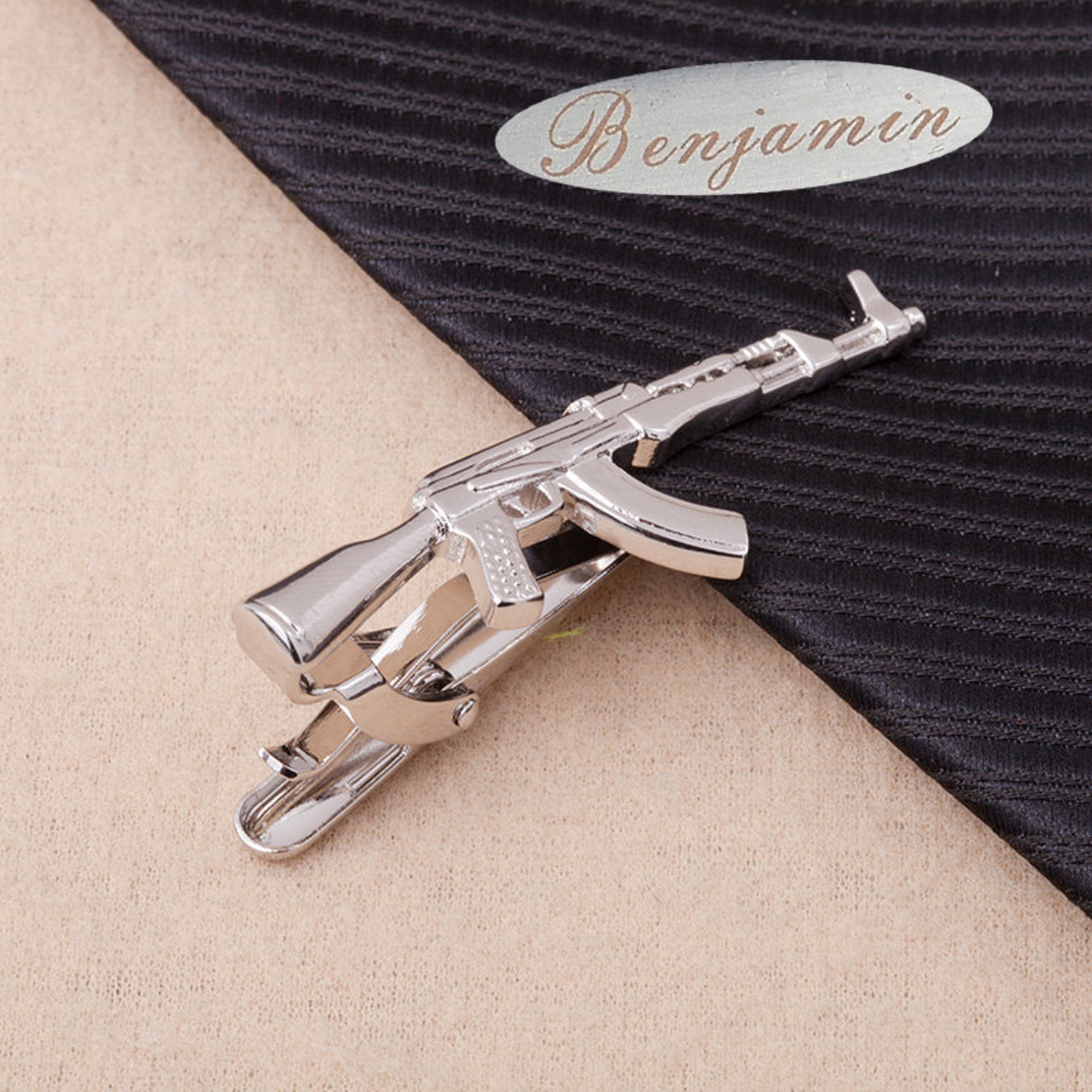 Custom AK47 Rifle Tie Clip Gun Accessories Gifts for Men Custom Tie