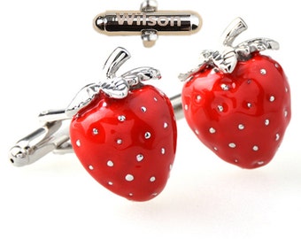 keepsake cufflinks,Strawberry Cufflinks,Custom Wedding Gift,Strawberry Tie Tack,Strawberry Gifts, Strawberry Accessories, Strawberries