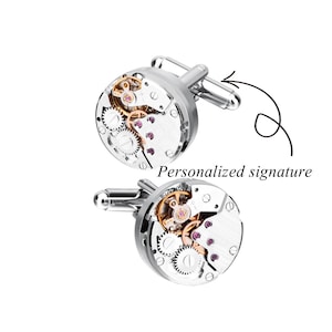 Personalized name cufflinks, punk mechanical cufflinks, wedding cufflinks, birthday anniversary cufflinks, mechanical clock cufflinks