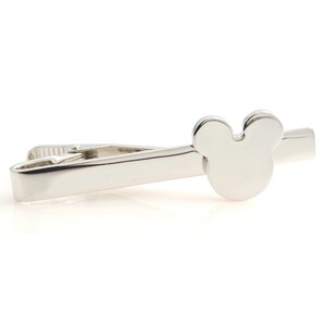 May include: Silver tie clip with a Mickey Mouse head design.