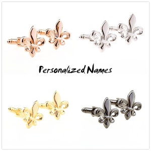 Boutons de manchette de mariage personnalisés, boutons de manchette fleur de lys, boutons de manchette iris, boutons de manchette français messager d&#39;amour unique-boutons de manchette père de la mariée