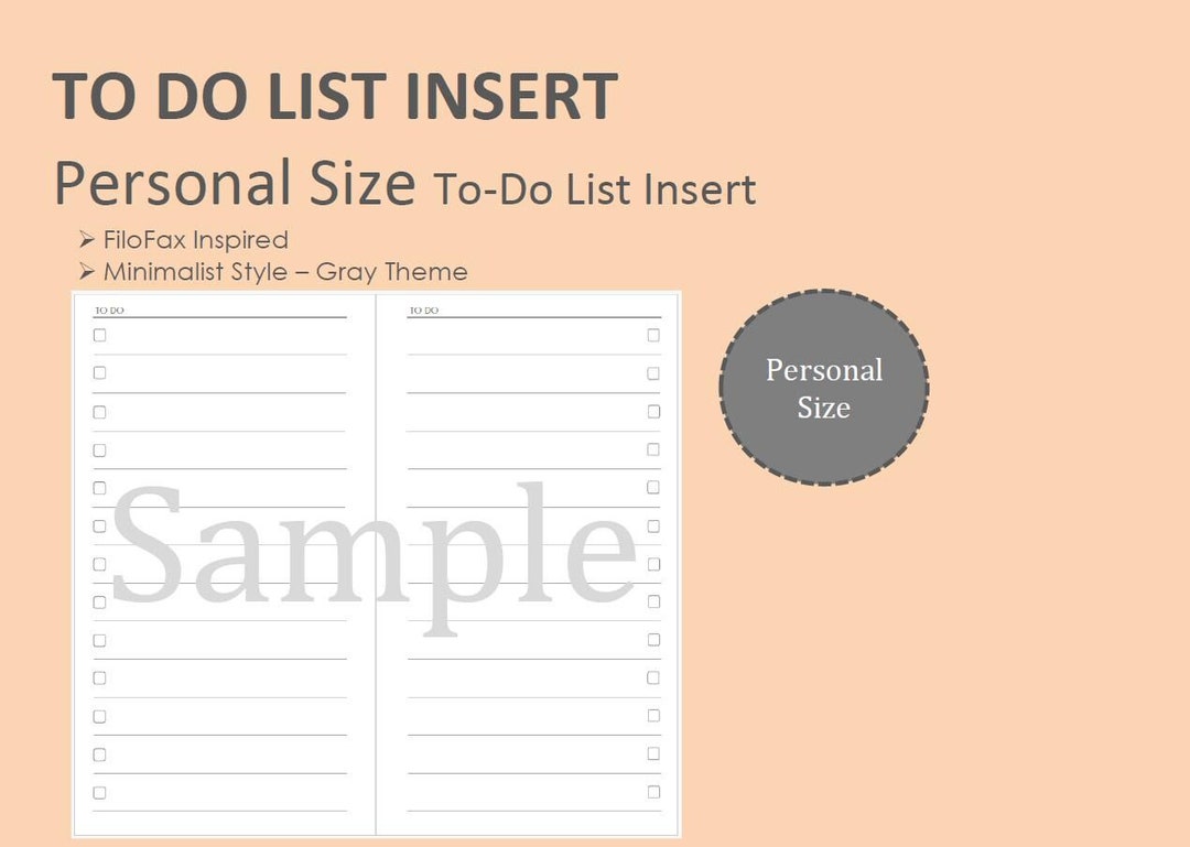 Personal Planner to Do List Insert Printable Filofax Inspired - Etsy