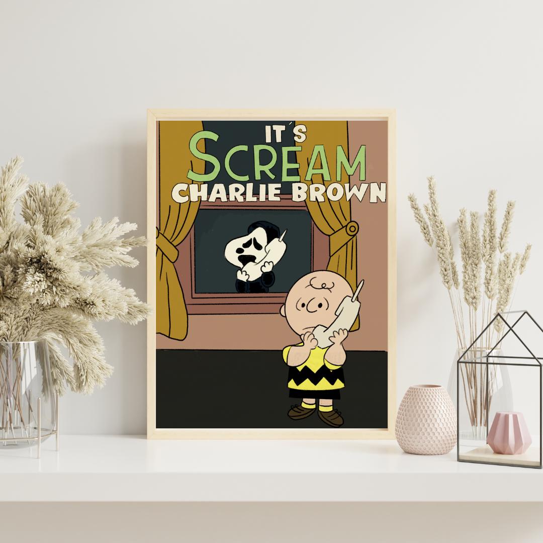 It’s Scream Charlie Brown 8x10 Print | Horror Meets Peanuts Mashup | Vintage Comic Style Horror Art | Ghostface x Charlie Brown Fan Print