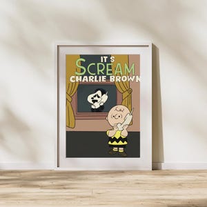 Scream x Charlie Brown Pop Art Mash-Up — Digital Horror Comedy Print | Ghostface Meets Blockhead | Retro Slasher Cartoon | Instant Download