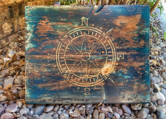 Decoracion De La Pared Compas Antiguo Etsy