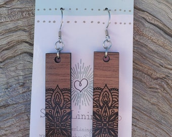 Wood mandala type dangles