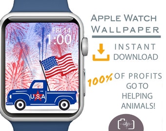 Apple Watch Wallpaper, Independence Day Apple Watch Face, July 4th Apple Watch Background, American Flag, Patriotic Apparel, Red White Blue