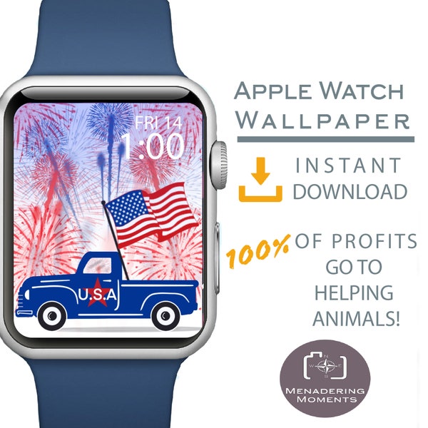 Apple Watch Wallpaper, Independence Day Apple Watch Face, July 4th Apple Watch Background, American Flag, Patriotic Apparel, Red White Blue