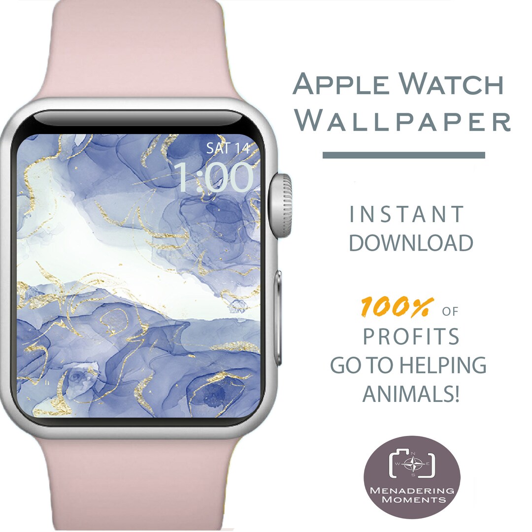 Apple Watch Wallpaper Pastel Blue Glitter Background Apple - Etsy