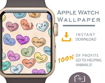 Apple Watch Wallpaper, Apple Watch Face, Candy Hearts Design, Gift for Valentine, Gift for Pet Owner, Dog Mom Gift, Apple Watch Background