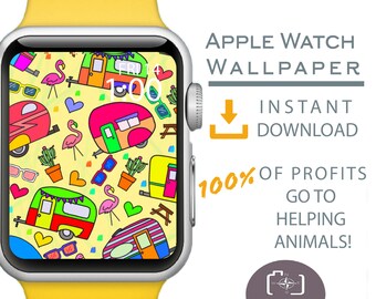 Apple Watch Wallpaper, Happy Camper, Apple Watch Face, Gift for outdoor, Gift for Pet Owner, Dog Mom Gift, Apple Watch Background camper Art