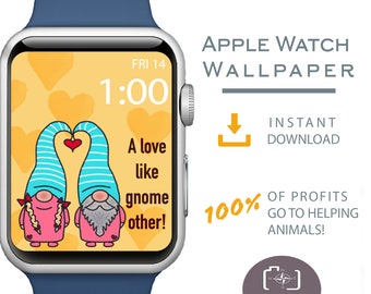 Apple Watch Wallpaper, Valentine Apple Watch Face, Valentine Gnomes, Valentine Gift, Dog Mom Gift, Valentine Heart Apple Watch Background