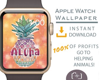 Apple Watch Wallpaper, Apple Watch Face, Apple Watch Background, Pineapple bracelet, Aloha Pineapple Design, Pineapple Charm, Pineapple logo