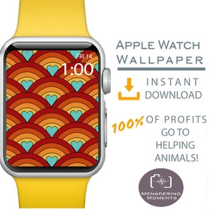 Apple Watch Wallpaper, Rainbow heart Apple Watch Face, Apple Watch Face Cover, Cover for Apple Watch, Dog Mom Gift, Dog Apparel, Camping art image 1