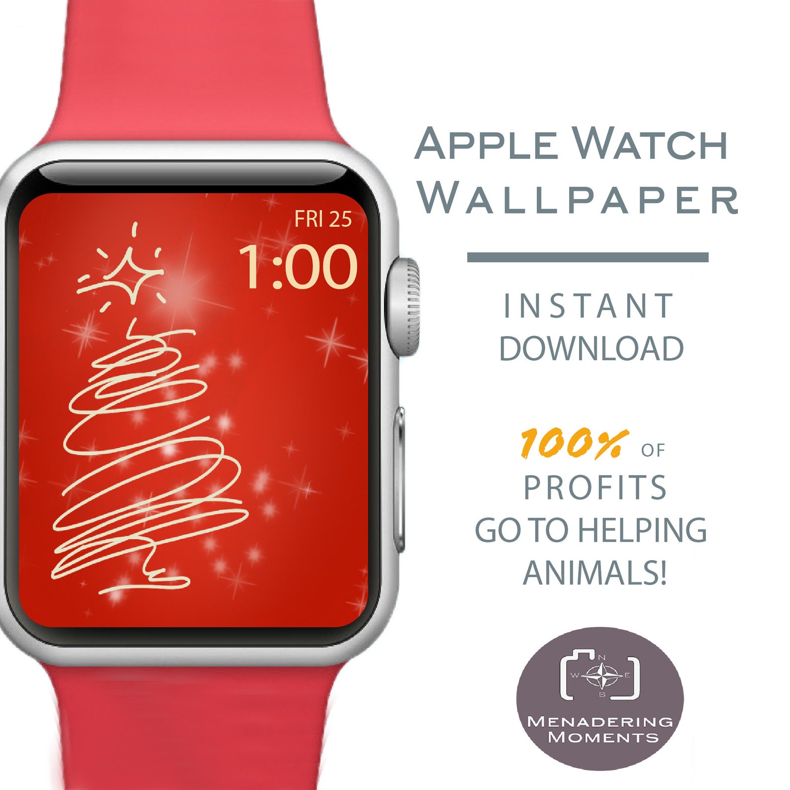 Christmas Tree Apple Watch Wallpaper, Holiday Background, Apple Watch