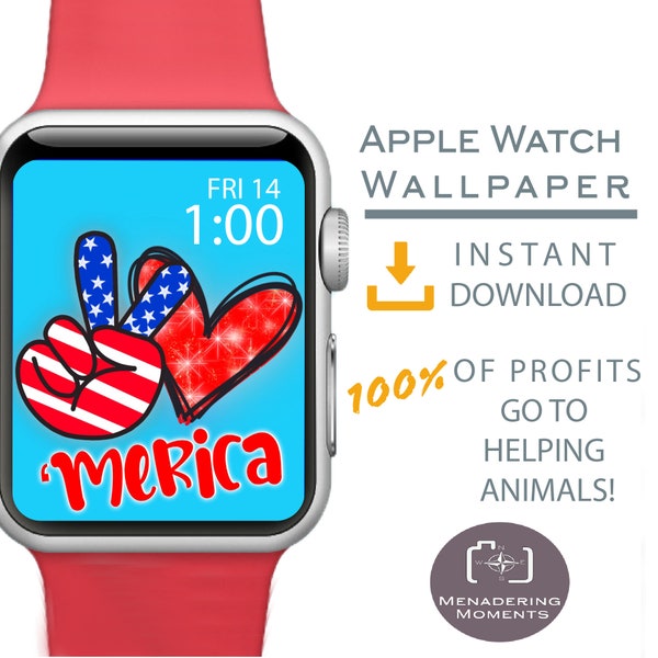 Apple Watch Wallpaper, Independence Day Apple Watch Face, July 4th Apple Watch Background, American Flag, Patriotic Apparel, Red White Blue