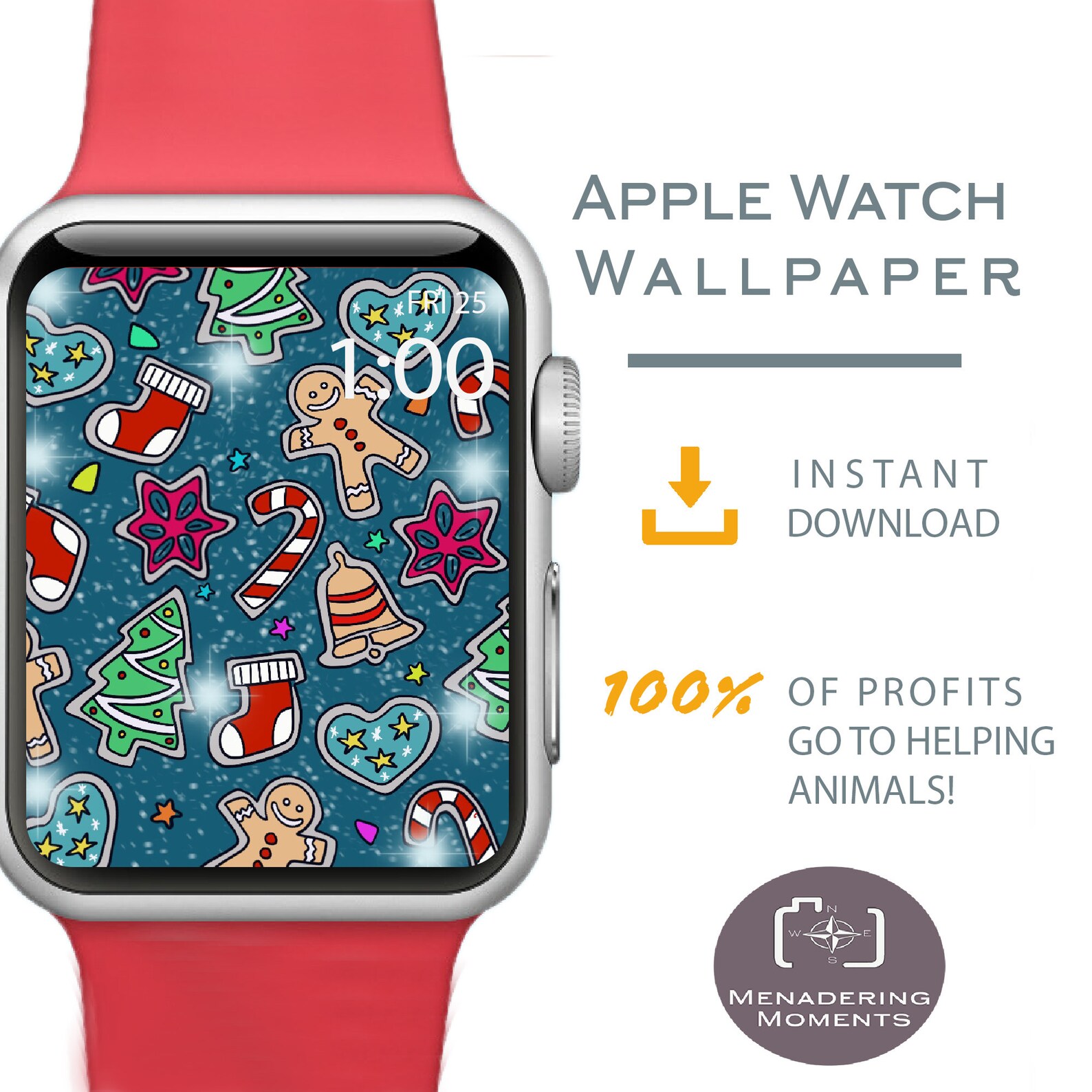 Apple Watch Wallpaper Christmas Apple Watch Wallpaper | Etsy