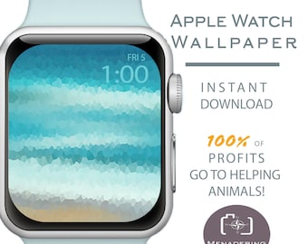 Apple Watch Wallpaper, Pastel Blue and Teal Watch Background, Apple Watch design, Apple Watch face design, Abstract Beach Apple Watch Face