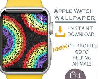 Apple Watch Wallpaper, Rainbow Mandala face Apple Watch Face, Apple Watch Face Cover, Cover for Apple Watch, Dog Mom Gift, Dog Gift Ideas,