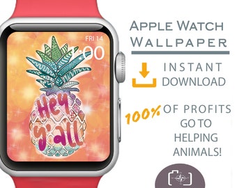 Apple Watch Wallpaper, Apple Watch Face, Pineapple Apple Watch Background, Hey Y’All Pineapple, Pineapple Charm, Dogmom gift, Camp Sign Art