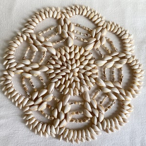 Shell Doily, Trivet, Cowrie Shells, 1970s Decor, Vintage, Beach Decor