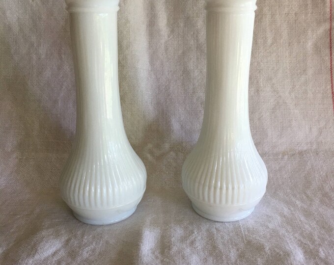 Vintage Randall White Milk Glass Bud Vases Cottage Chic Rustic Etsy