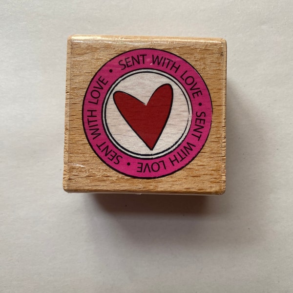 Sent With Love Rubber Stamp, Heart Stamp, Hampton Art, Kolette Hall, Studio G