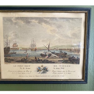 Le Port Neuf de Toulon Hand Colored Engraving, No. 4, Nicholas Ozanne, Gouaz, Vintage Print