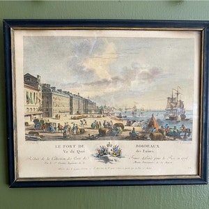 Le Port de Bordeaux Hand Colored Engraving, No. 22, Nicholas Ozanne, Gouaz, Vintage