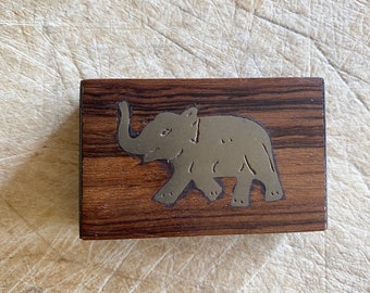 Elephant Snuff Box, Wood and Brass, Vintage