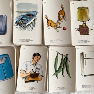 Fotokaarten jaren 70, woordenschatkaarten, vintage, set van 5, willekeurige selectie, kortstondig, rommeljournaal