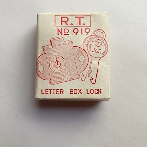 R. T. No. 919 Letter Box Lock with Two Keys, NOS, Vintage, Mid Century
