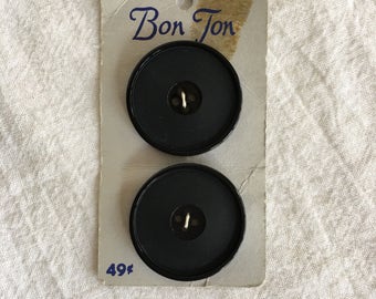 Bon Ton Black Vintage Buttons NOS Original Card