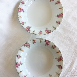 Rose Spray Soup Salad Bowls, Noritake Nippon Toki Kaisha, Set of 2, Vintage
