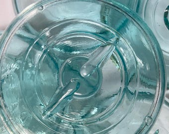 Blue Glass Vintage Wire Bale Canning Jar Lid, ONE, Vintage, Used, Regular Mouth