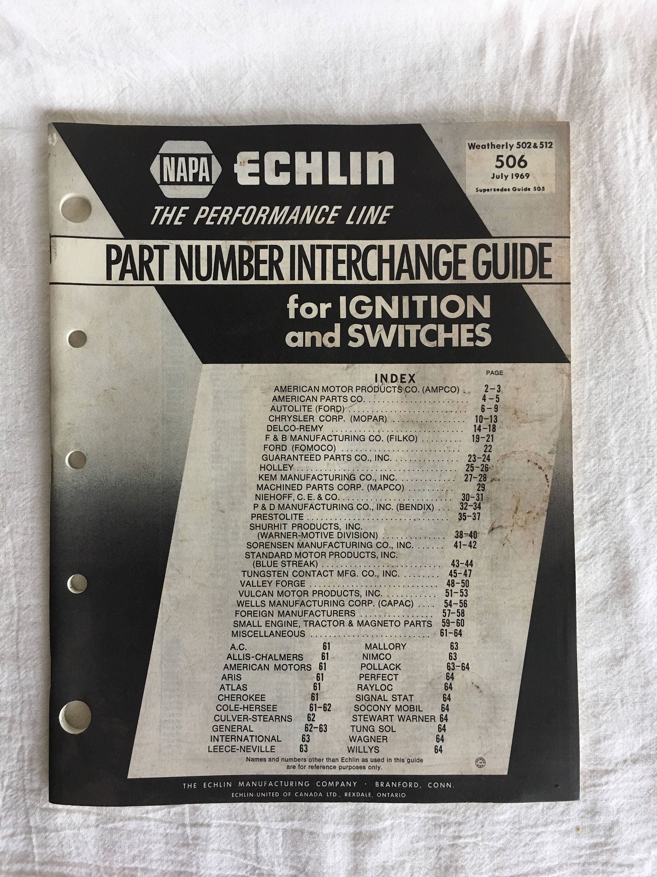 NAPA ECHLIN Part Number Interchange Guide for Ignition and Etsy